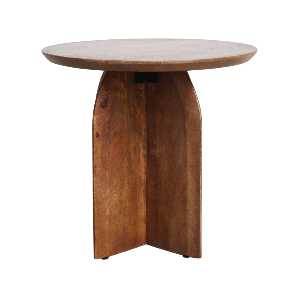 Table d’appoint ronde en manguier brun piètement croisé – Ø50 cm
