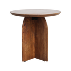 Table d’appoint ronde en manguier brun piètement croisé – Ø50 cm