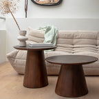 Table d’appoint ronde en bois de manguier brun conique – Ø55 cm