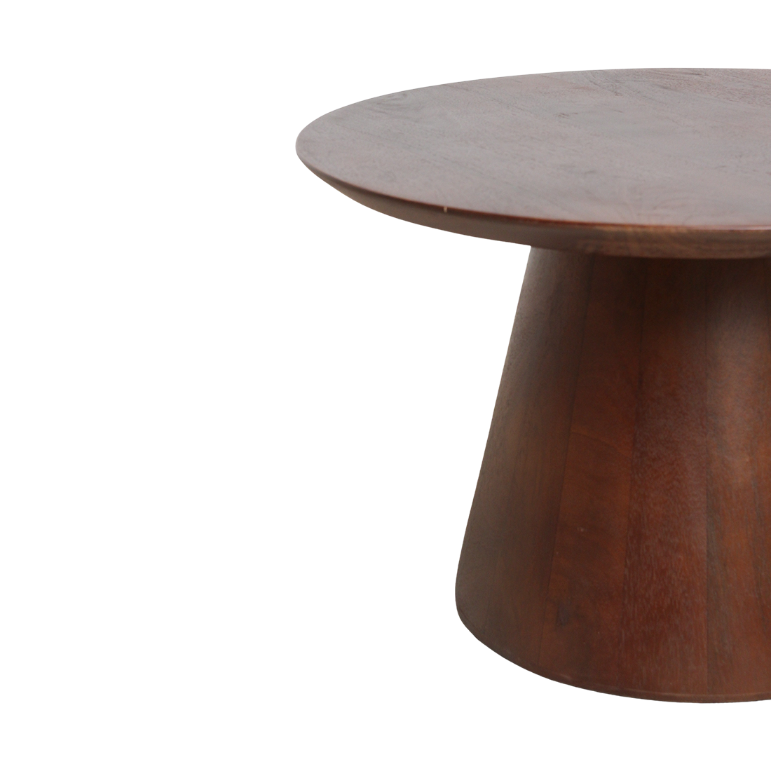 Table d’appoint ronde en bois de manguier brun conique – Ø55 cm