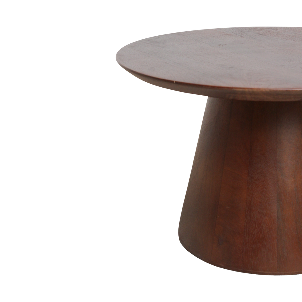 Table d’appoint ronde en bois de manguier brun conique – Ø55 cm