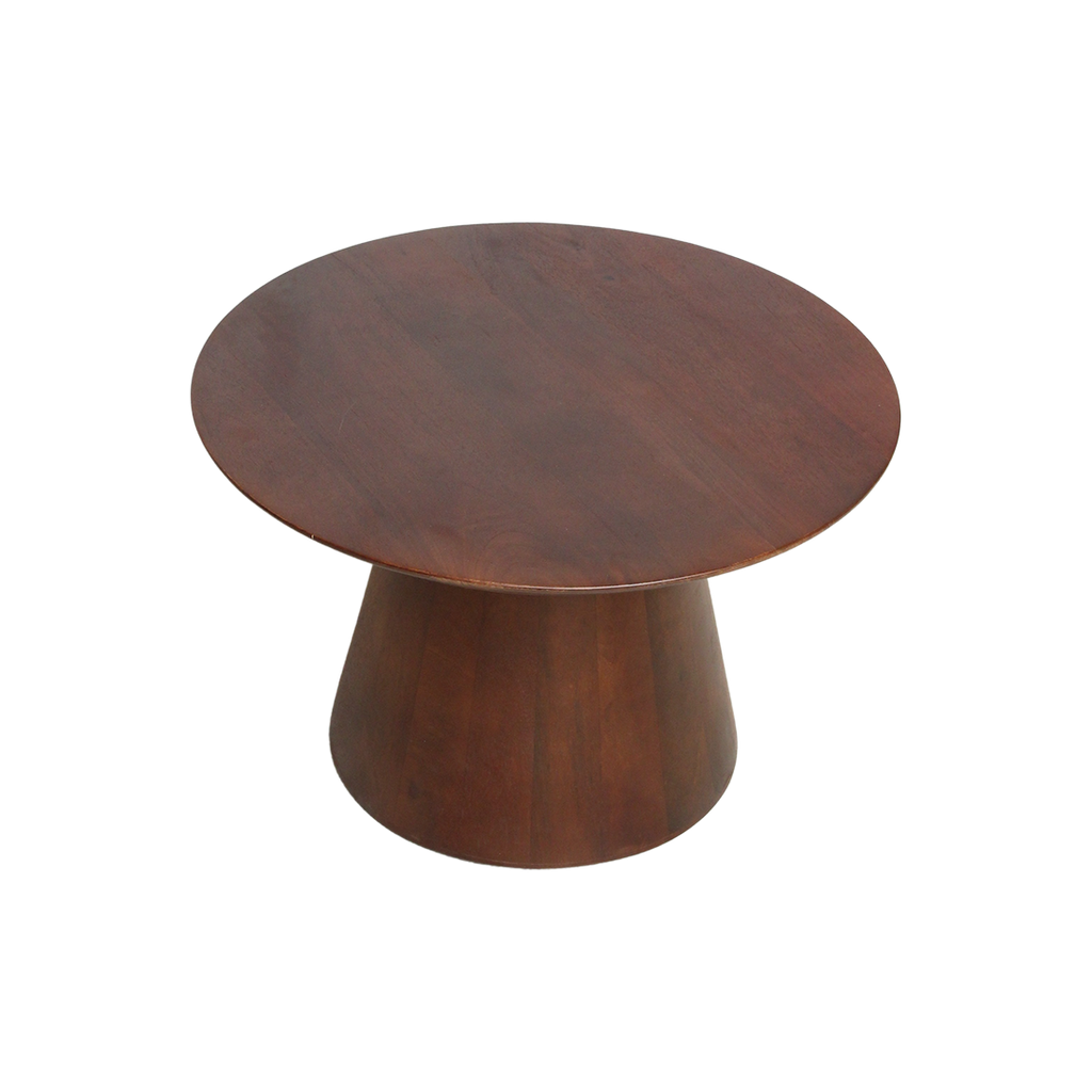 Table d’appoint ronde en bois de manguier brun conique – Ø55 cm