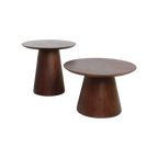 Table d’appoint ronde en bois de manguier brun conique – Ø55 cm
