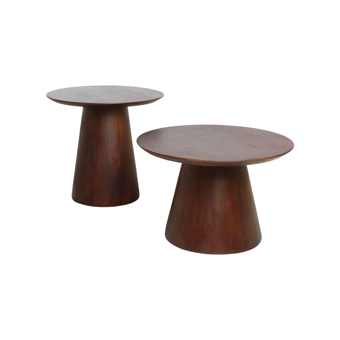 Table d’appoint ronde en bois de manguier brun conique – Ø55 cm