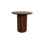 Table d’appoint ronde en bois brun pied colonne cannelé – Ø50 cm