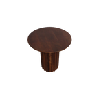 Table d’appoint ronde en bois brun pied colonne cannelé – Ø50 cm