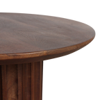 Table d’appoint ronde en bois brun pied colonne cannelé – Ø50 cm
