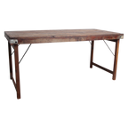Table à manger en bois recyclé brun et métal vintage – 165x75 cm