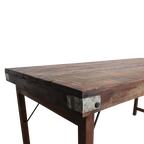 Table à manger en bois recyclé brun et métal vintage – 165x75 cm