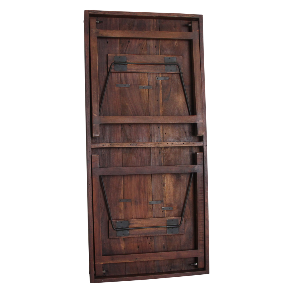 Table à manger en bois recyclé brun et métal vintage – 165x75 cm
