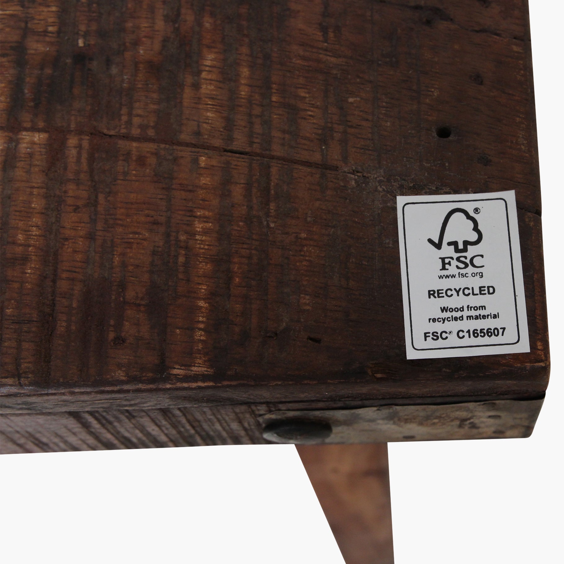 Table à manger en bois recyclé brun et métal vintage – 165x75 cm