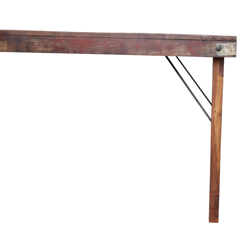 Table à manger en bois recyclé brun et métal vintage – 165x75 cm
