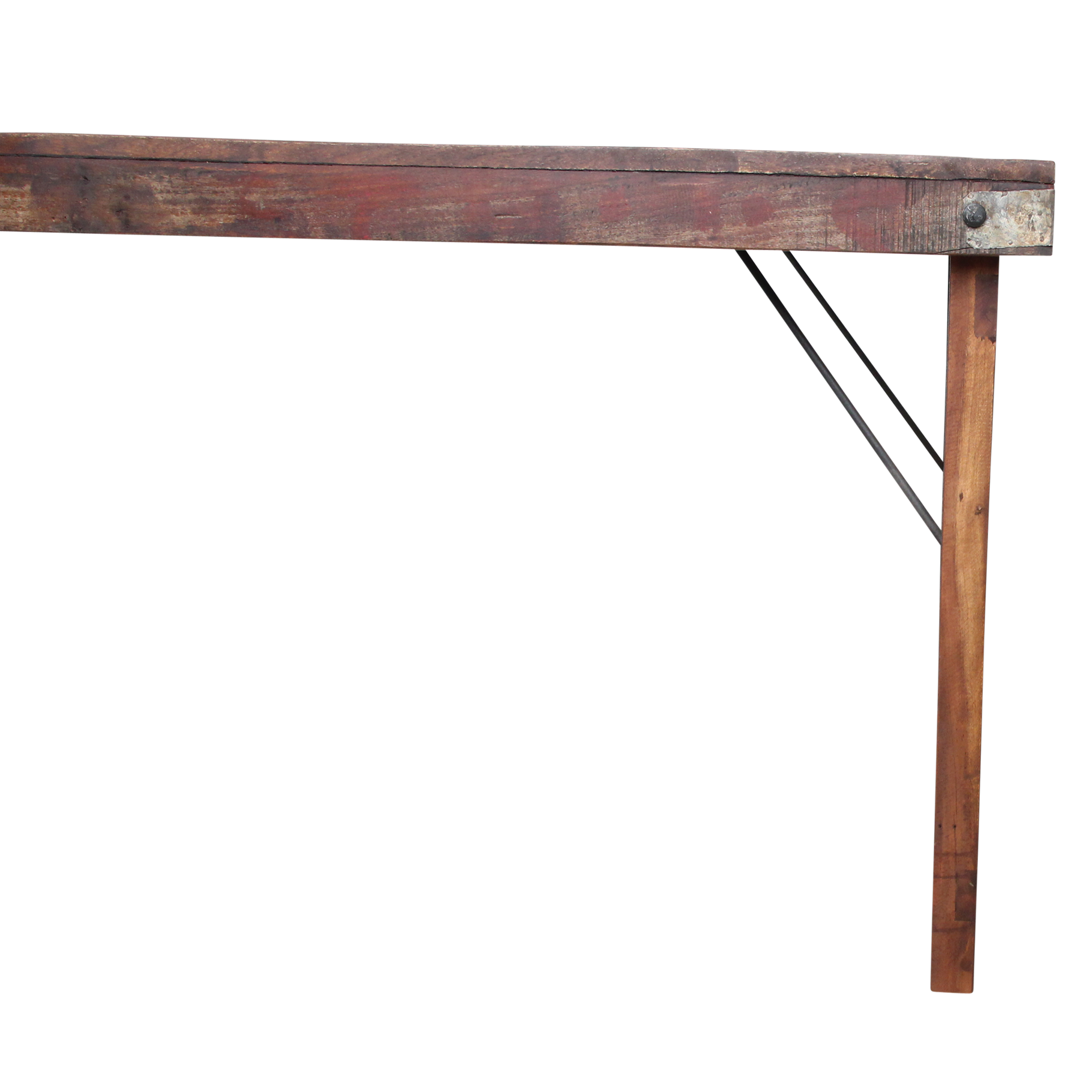 Table à manger en bois recyclé brun et métal vintage – 165x75 cm