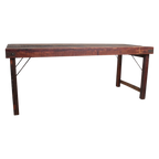 Table pliante en bois recyclé brun avec piètement métal – 190x80 cm