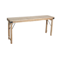 Table console pliante en bois recyclé clair avec ferrures noires – 170x40 cm