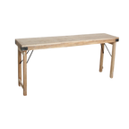 Table console pliante en bois recyclé clair avec ferrures noires – 170x40 cm