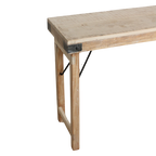Table console pliante en bois recyclé clair avec ferrures noires – 170x40 cm