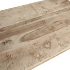 Table basse rectangulaire en bois naturel avec renforts métalliques – 120x75 cm