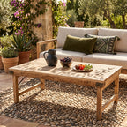 Table basse rectangulaire en bois naturel avec renforts métalliques – 120x75 cm