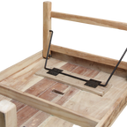 Table basse rectangulaire en bois naturel avec renforts métalliques – 120x75 cm