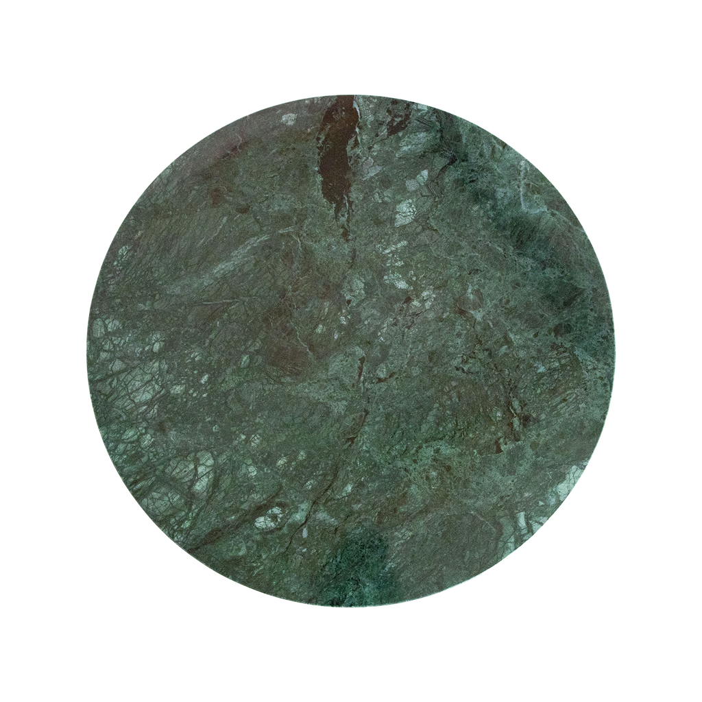 Table d’appoint ronde en marbre vert et bois clair – Ø50 cm