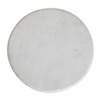 Table d’appoint ronde en marbre blanc et bois clair sculpté – H50 cm