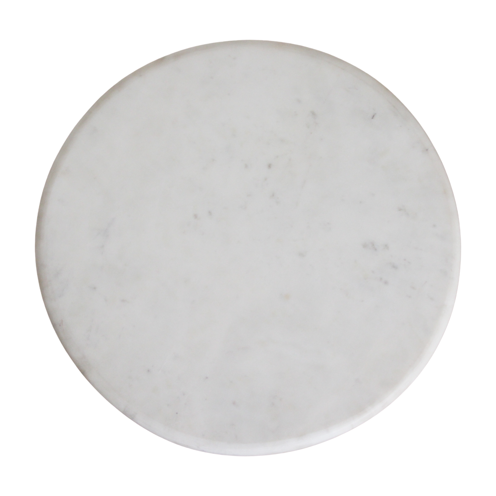 Table d’appoint ronde en marbre blanc et bois clair sculpté – H50 cm