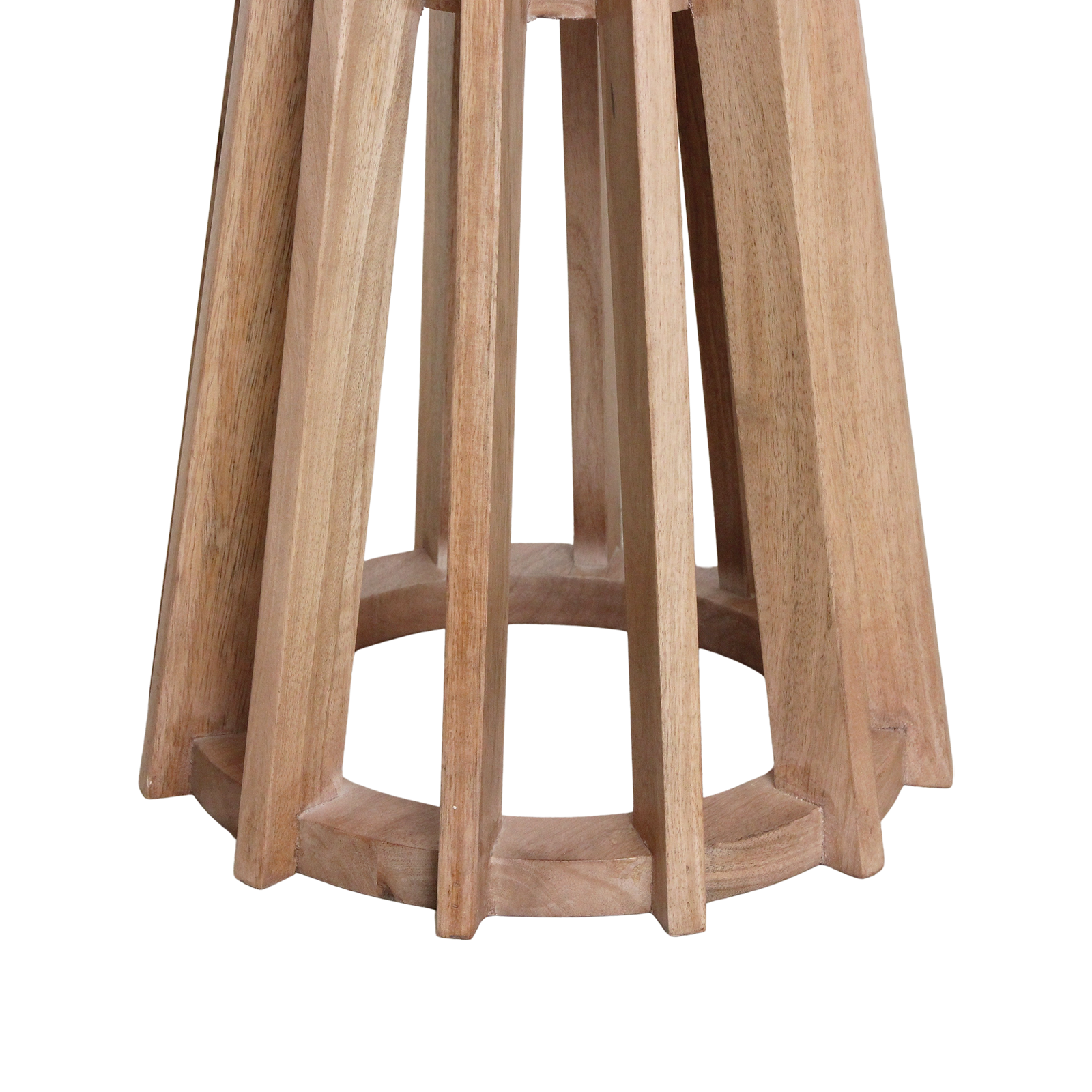 Table d’appoint ronde marbre blanc et bois clair ajouré – Ø40 cm