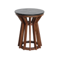 Table d’appoint ronde en marbre noir et bois de manguier sculpté – Ø40 cm