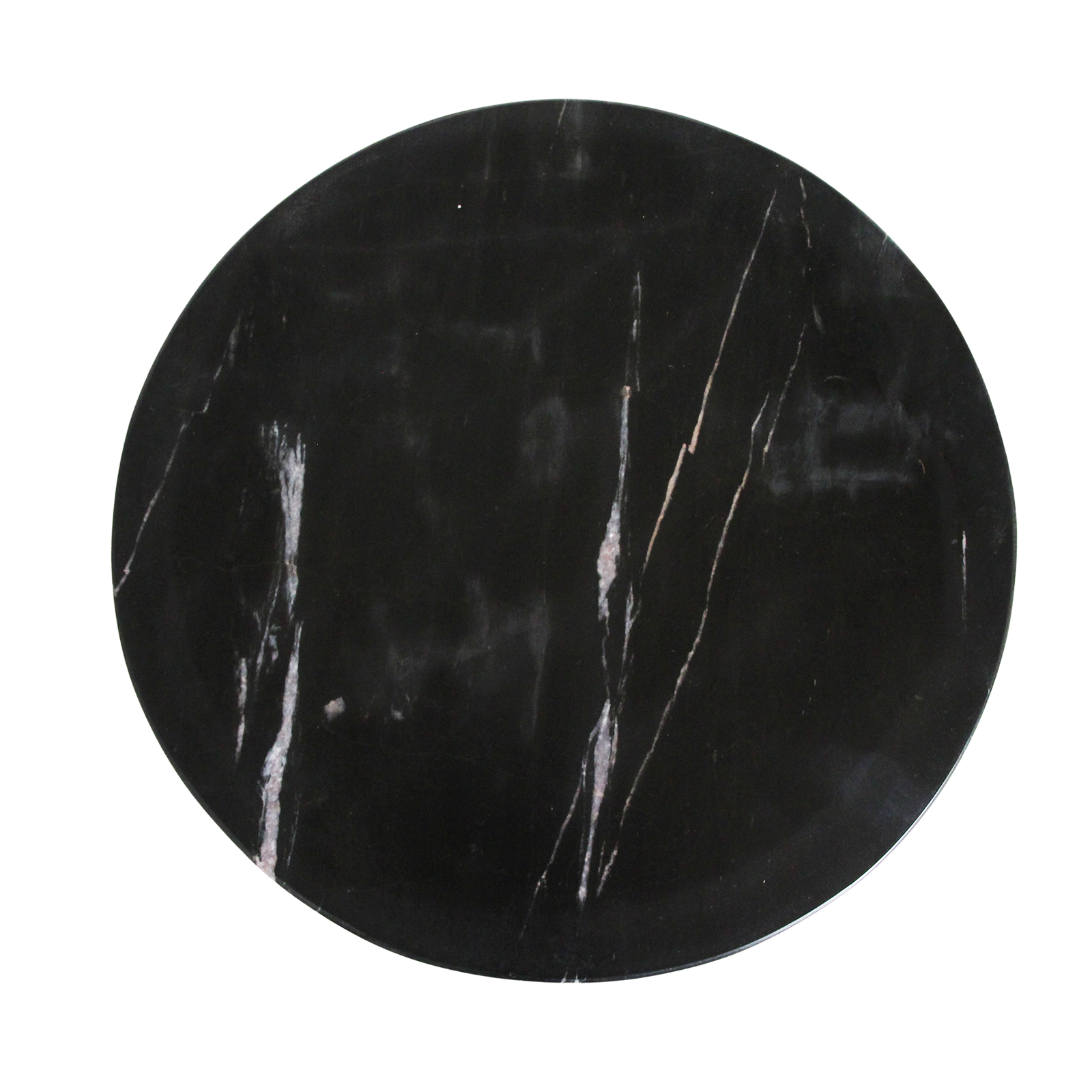 Table d’appoint ronde en marbre noir et bois de manguier sculpté – Ø40 cm