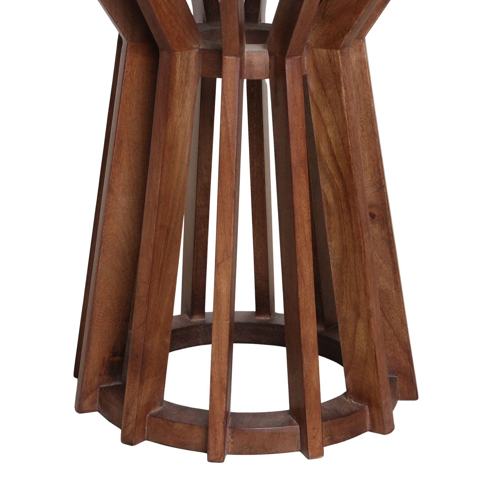 Table d’appoint ronde en marbre noir et bois de manguier sculpté – Ø40 cm