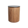 Table d’appoint ronde en bois cannelé et marbre noir – Ø40 cm