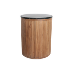 Table d’appoint ronde en bois cannelé et marbre noir – Ø40 cm