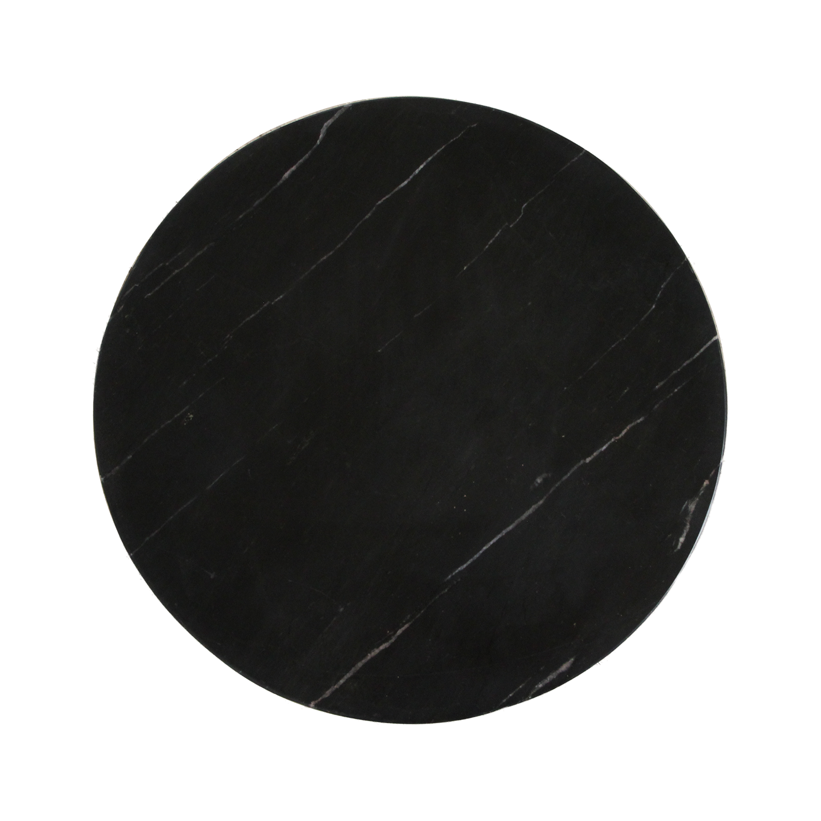 Table d’appoint ronde en bois cannelé et marbre noir – Ø40 cm
