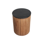 Table d’appoint ronde en bois cannelé et marbre noir – Ø40 cm