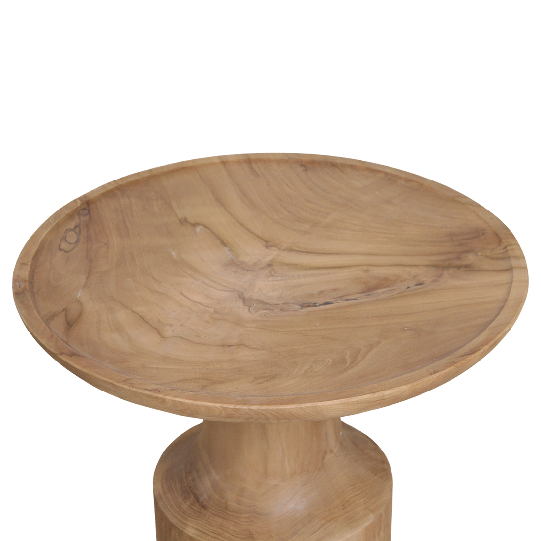 Table d'appoint ronde en teck naturel sculptural – 50x50 cm
