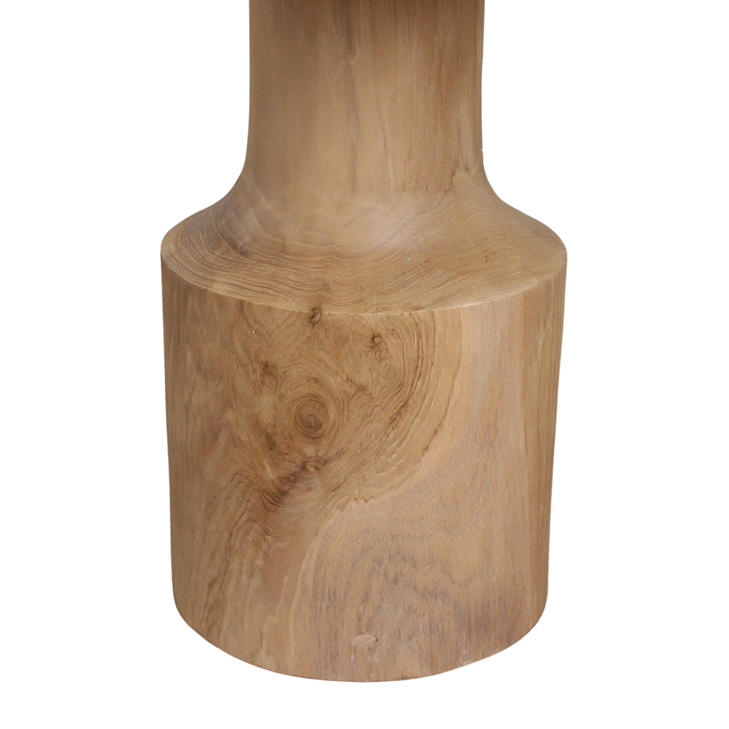 Table d'appoint ronde en teck naturel sculptural – 50x50 cm