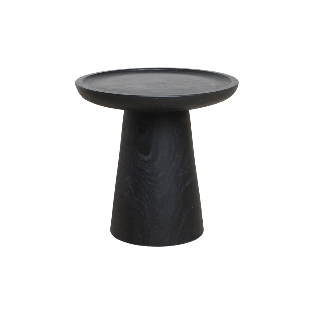 Table d’appoint ronde en teck noir mat avec rebord – Ø40 cm