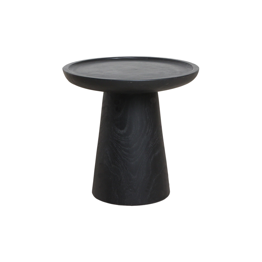 Table d’appoint ronde en teck noir mat avec rebord – Ø40 cm