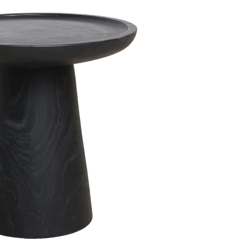 Table d’appoint ronde en teck noir mat avec rebord – Ø40 cm