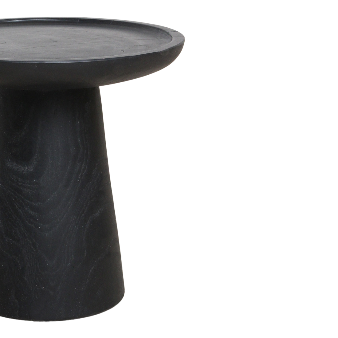 Table d’appoint ronde en teck noir mat avec rebord – Ø40 cm