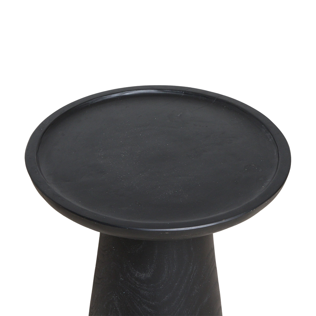 Table d’appoint ronde en teck noir mat avec rebord – Ø40 cm