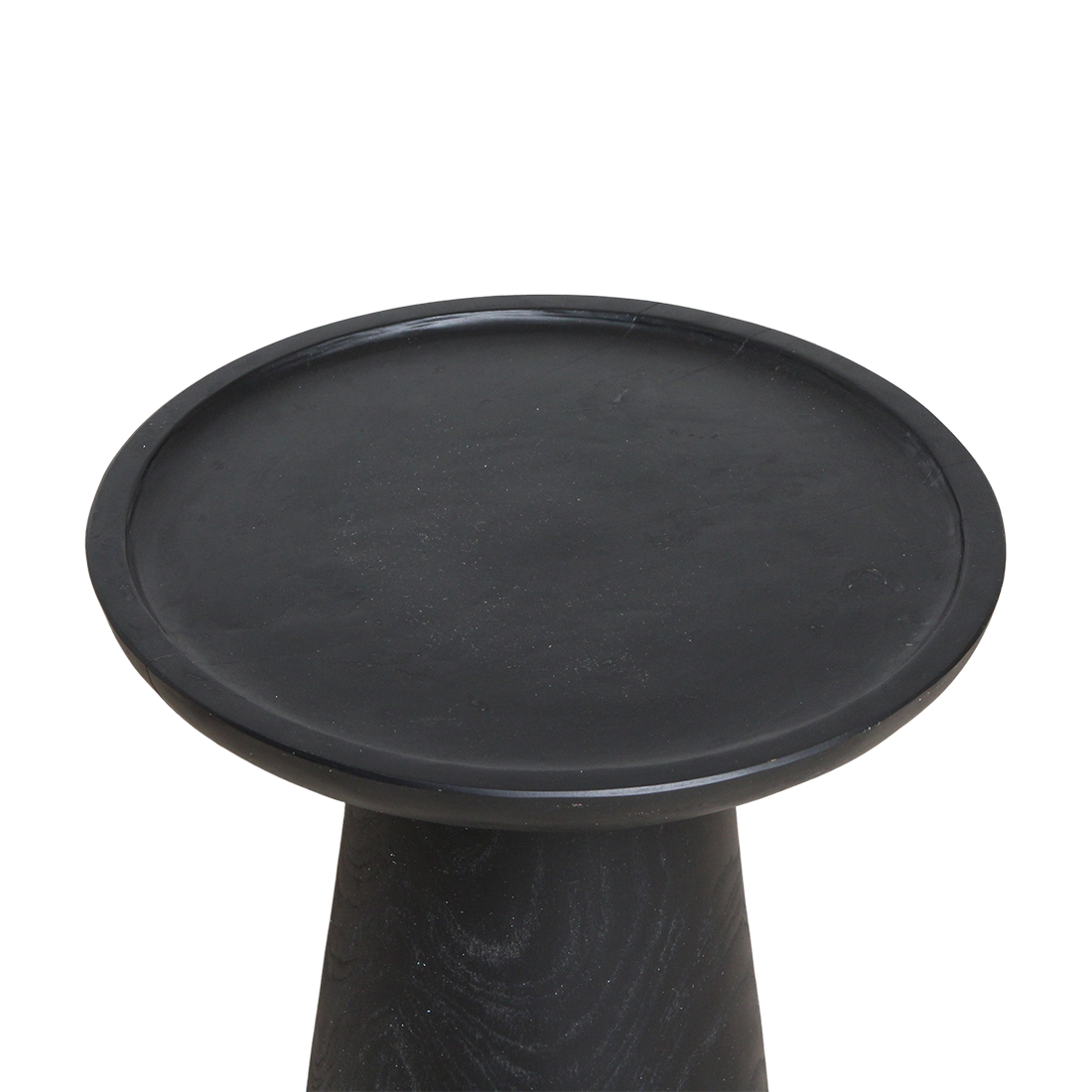 Table d’appoint ronde en teck noir mat avec rebord – Ø40 cm