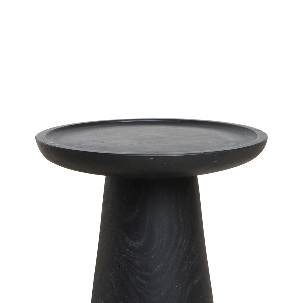 Table d’appoint ronde en teck noir mat avec rebord – Ø40 cm