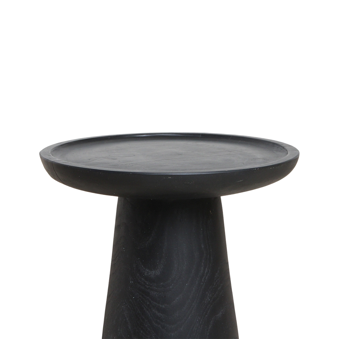 Table d’appoint ronde en teck noir mat avec rebord – Ø40 cm