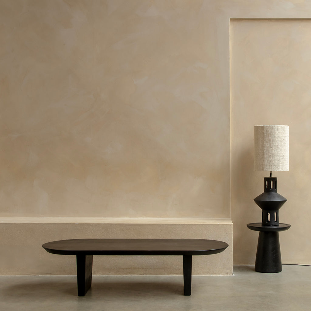 Table d’appoint ronde en teck noir mat avec rebord – Ø40 cm