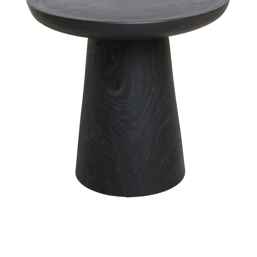 Table d’appoint ronde en teck noir mat avec rebord – Ø40 cm