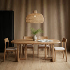 Table à manger en teck recyclé clair pieds arrondis – 200x100 cm