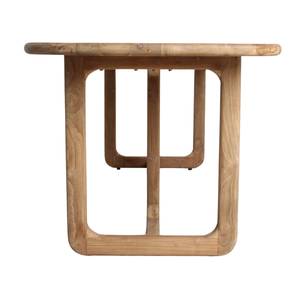 Table à manger en teck recyclé clair pieds arrondis – 200x100 cm