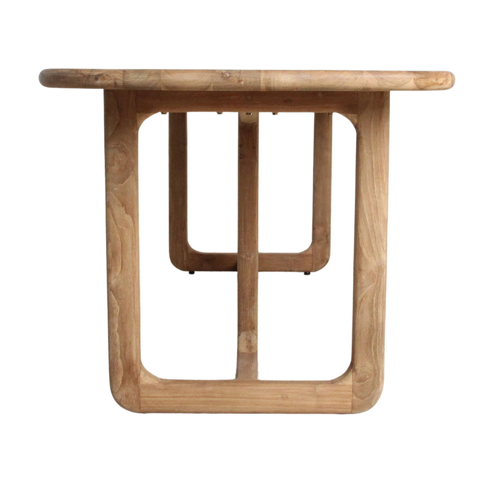 Table à manger en teck recyclé clair pieds arrondis – 200x100 cm